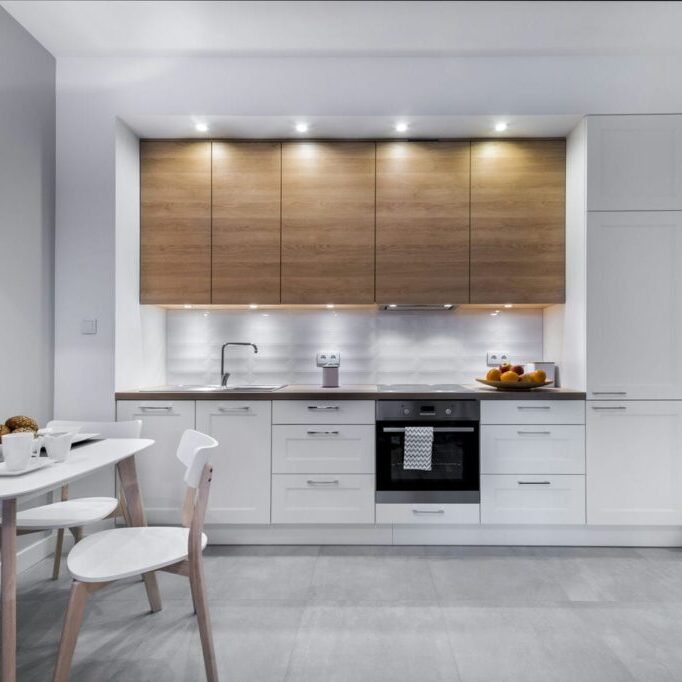 modern kitchen with pot lights